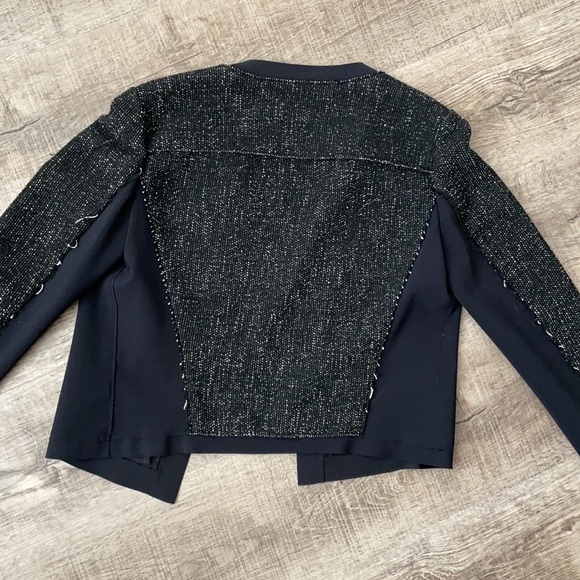 Vintage Elie Tahari Black Cropped Tweed Jacket Sz4 - Picture 8 of 9
